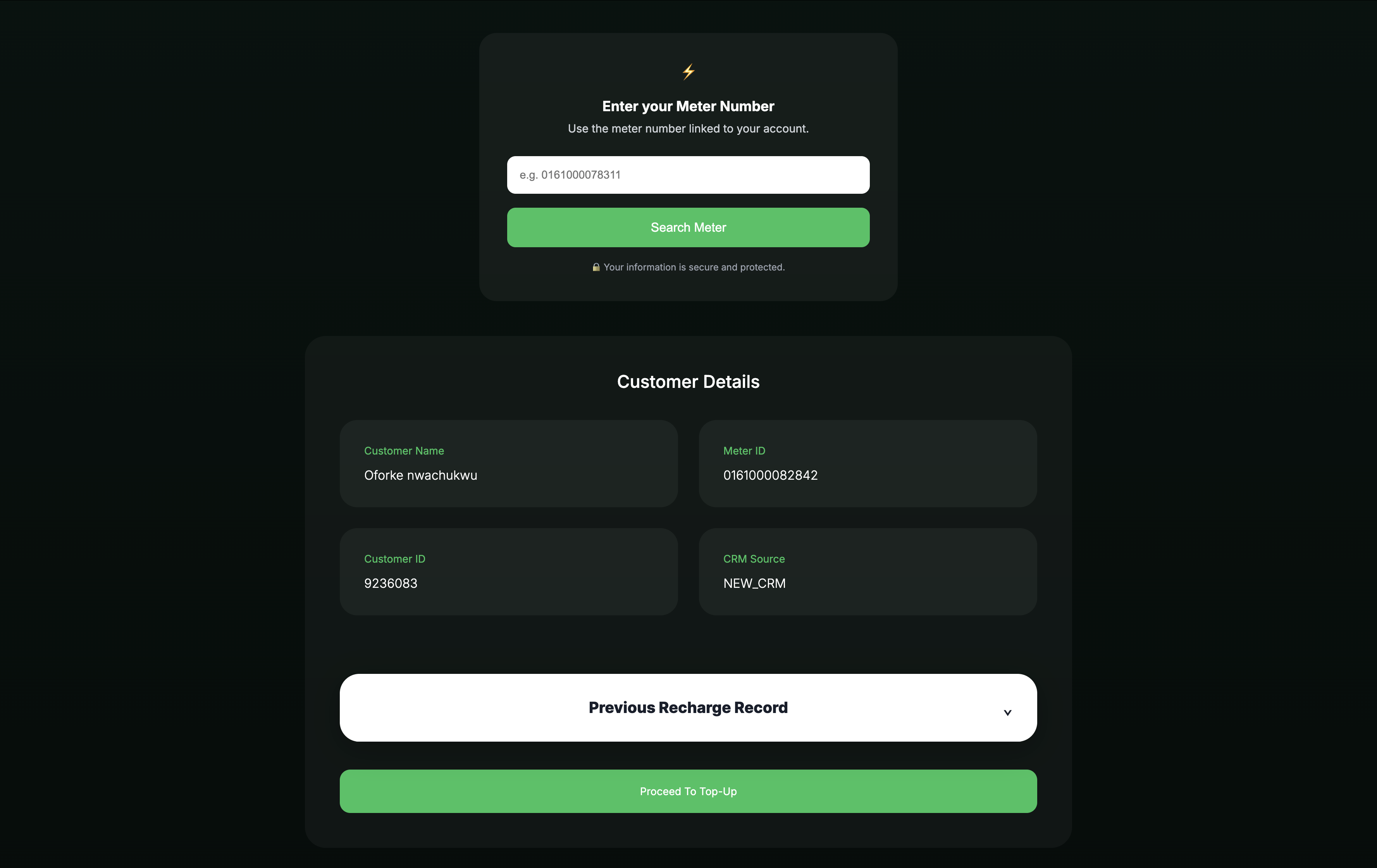 Query for customer record